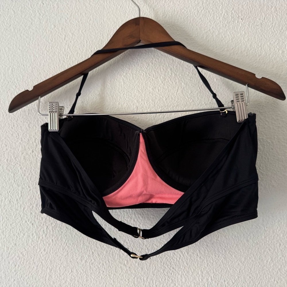 Black Hot Pink Geometric Cut Out Halter Bikini Top Structured Size 12 Juniors - Picture 7 of 16